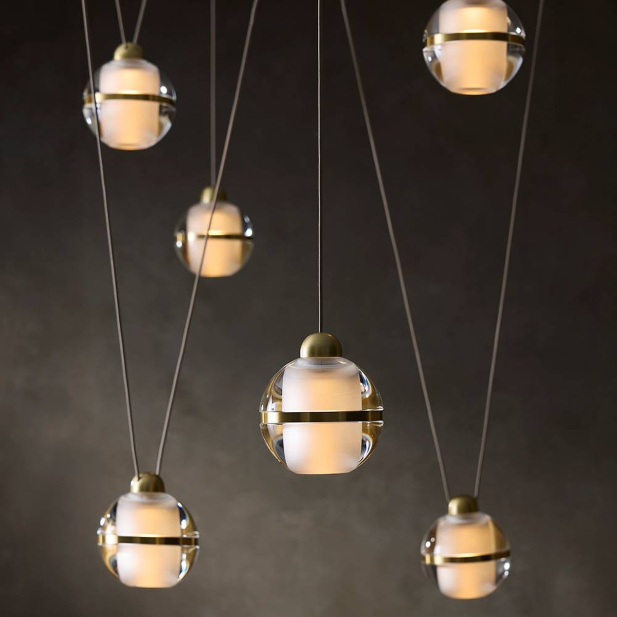 Glass and brass pendant lights